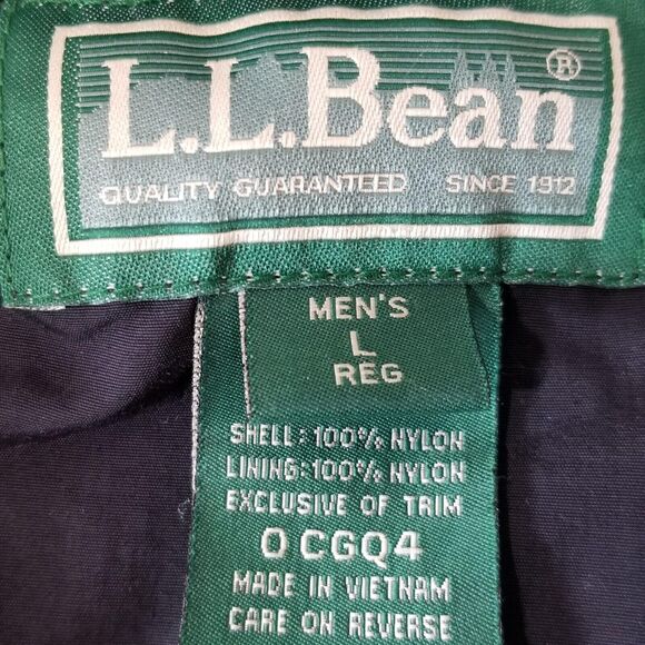 LL Bean windbreaker jacket men's large black hooded outdoor lined - Picture 7 of 7